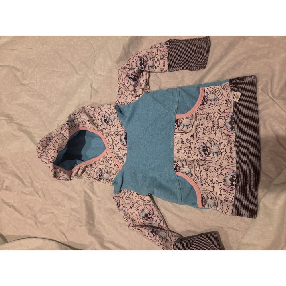 Wild Coconut Wear Kids Stitch Hoodie Blue Pink Comic Print Pullover Size 1-3 CWM